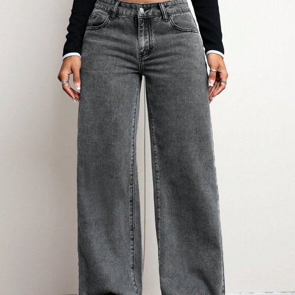 Grey Casual Women's Minimalist Denim Jeans - Picture 3 of 8